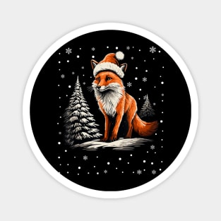 Cute Red Fox Christmas Santa Hat Xmas Pajama Magnet